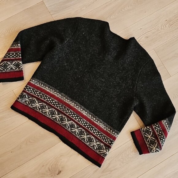 Vintage Cleo Nordic Wool Neuteral Cardigan Sweater Large - Picture 9 of 14